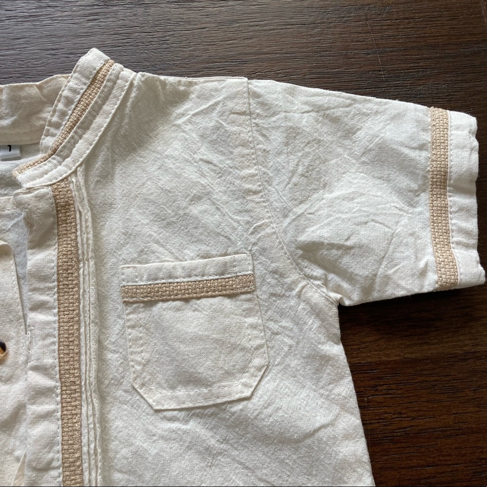 Beige button down guayabera 12 months - Picture 4 of 5